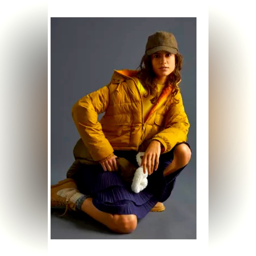 anthropologie pilcro cropped utility puffer jacket sz s